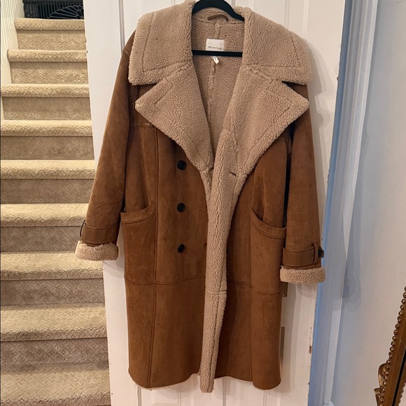 Avec Les Filles Jackets & Blazers - Avec Les Filles Beige Shearling Coat